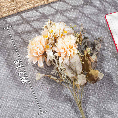 Cream Artificial Flower Bunch – 31cm PVC &amp; Nylon