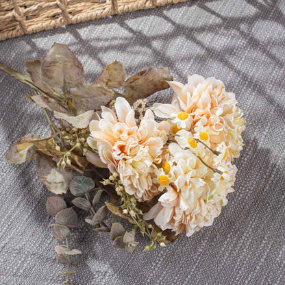 Cream Artificial Flower Bunch – 31cm PVC &amp; Nylon