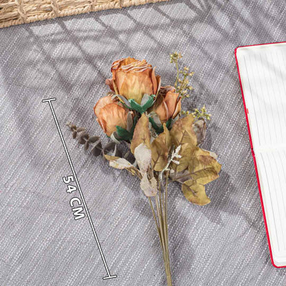 Yellow Artificial Rose Bunch – 54cm PVC &amp; Nylon