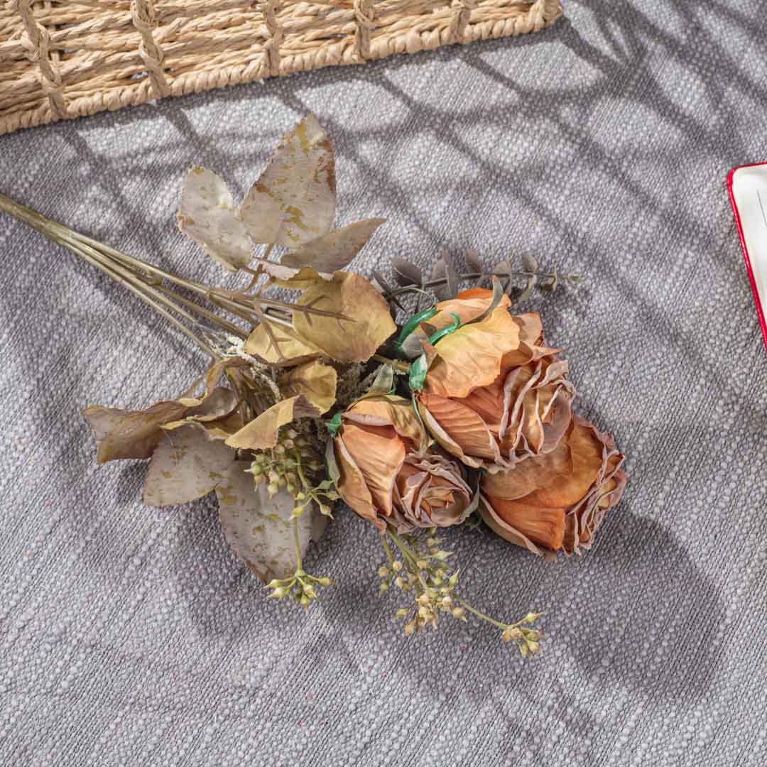 Yellow Artificial Rose Bunch – 54cm PVC &amp; Nylon