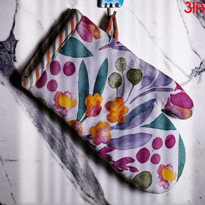 Abstract Flowers Printed Cotton Microwave Gloves