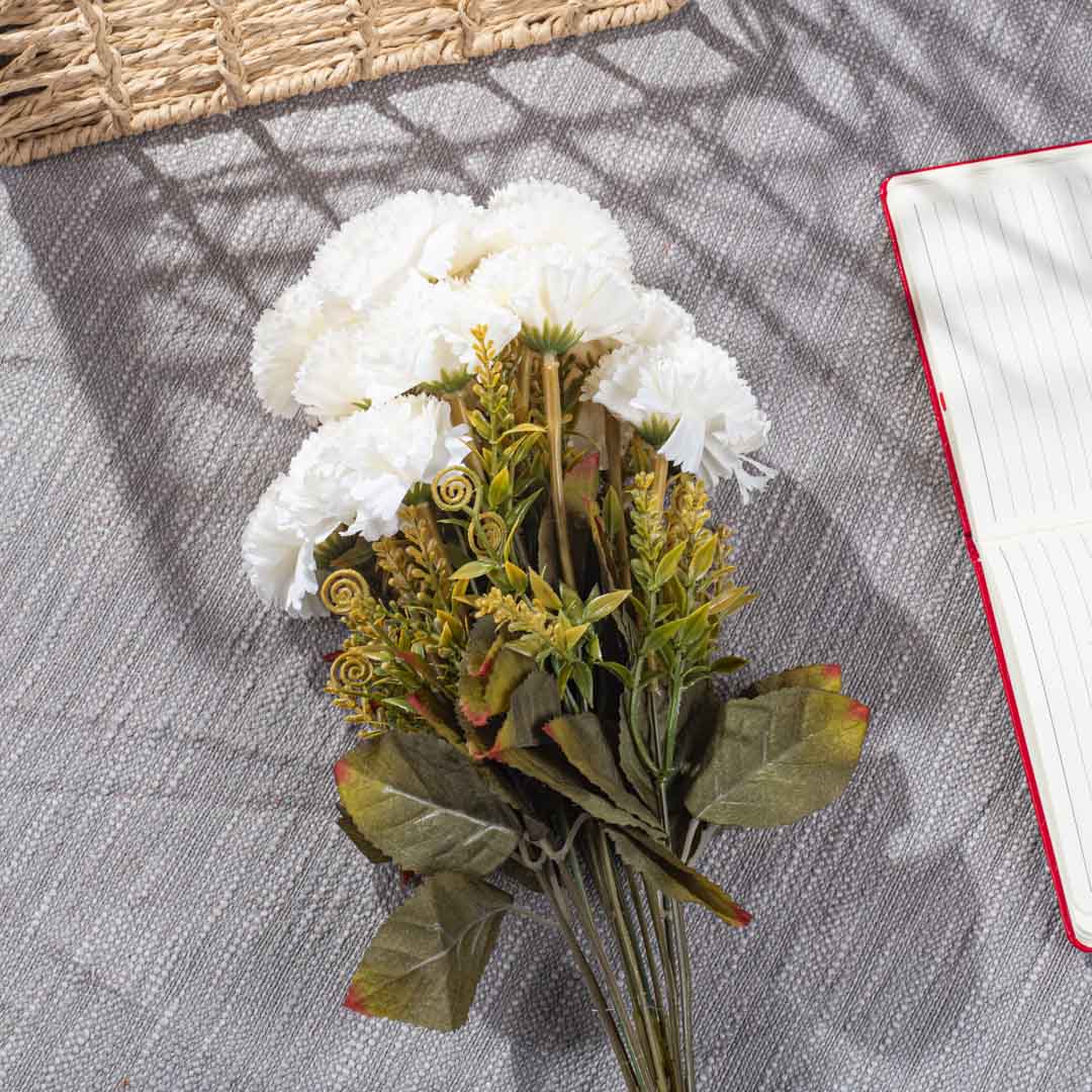 OffWhite Artificial Flower Bunch – 45cm PVC &amp; Nylon-1