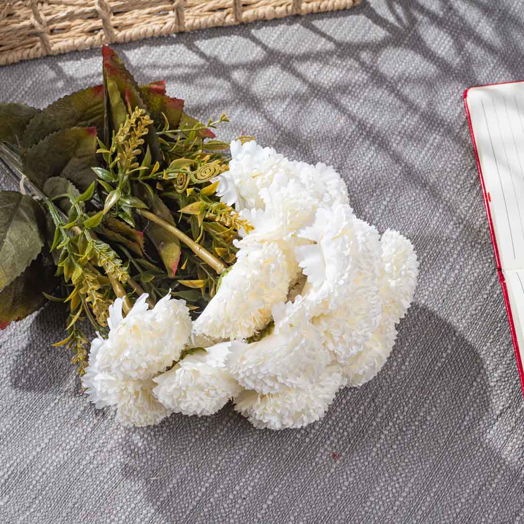 OffWhite Artificial Flower Bunch – 45cm PVC &amp; Nylon-1