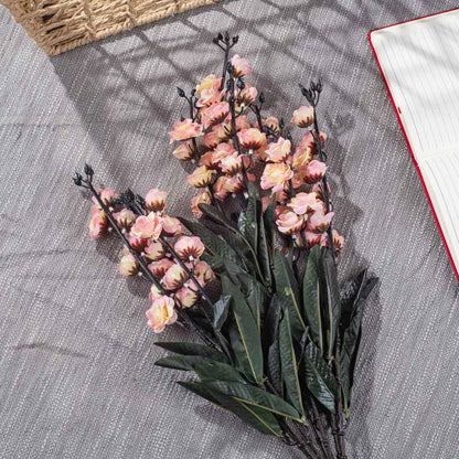 Peach Artificial Flower Spray – 57cm PVC &amp; Nylon