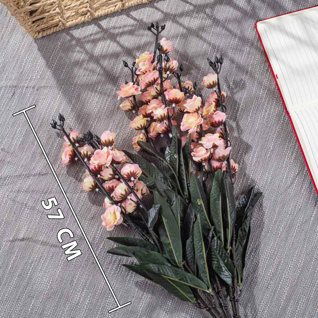 Peach Artificial Flower Spray – 57cm PVC &amp; Nylon