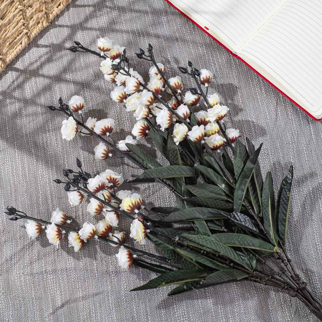 OffWhite Artificial Flower Bunch – 57cm PVC &amp; Nylon