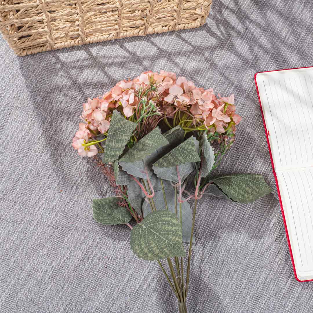 Peach Artificial Flower Bunch – 42cm PVC &amp; Nylon