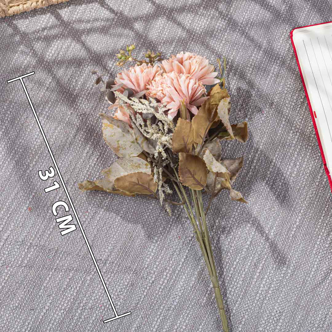 Peach Artificial Flower Bunch – 31cm PVC &amp; Nylon