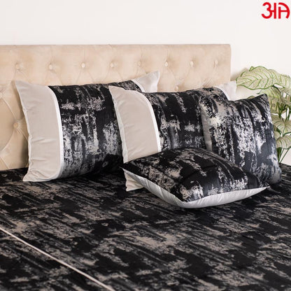 Black designer king size bedcover