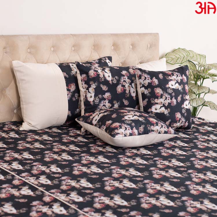 Floral king size cotton bedcover set