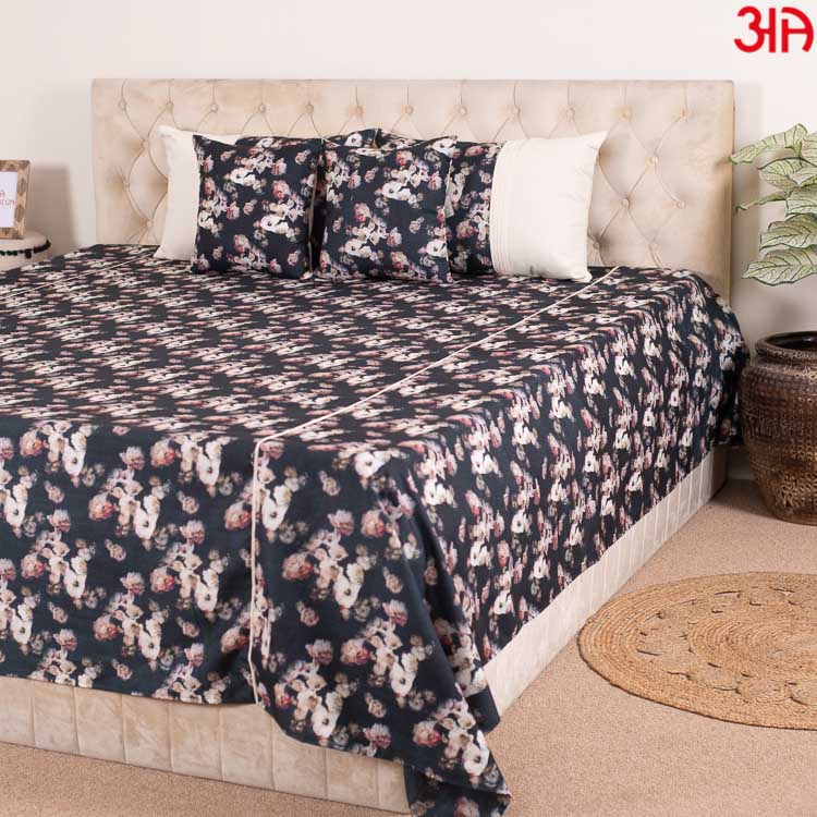 Floral king size cotton bedcover set