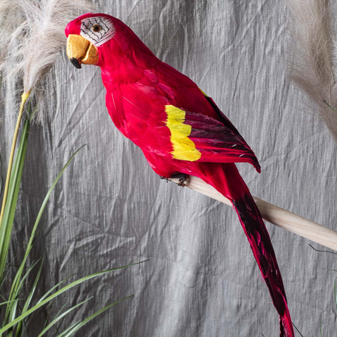 Red Artificial Parrot Decor – 68cm PVC Plastic &amp; Nylon
