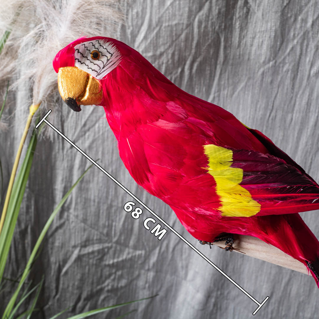 Red Artificial Parrot Decor – 68cm PVC Plastic &amp; Nylon