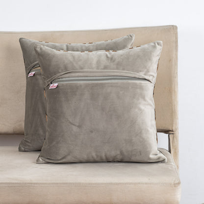 ChevronWeave Grey Velvet Cushion Cover – 16x16 Inch Stylish Home Décor