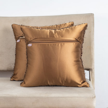 SequinWeave Antique Polyester Cushion Cover – 16x16 Inch Stylish Home Décor