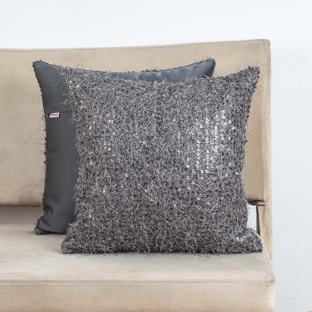 SequinWeave Antique Polyester Cushion Cover – 16x16 Inch Stylish Home Décor