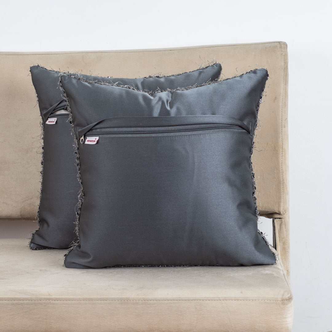 SequinWeave Antique Polyester Cushion Cover – 16x16 Inch Stylish Home Décor