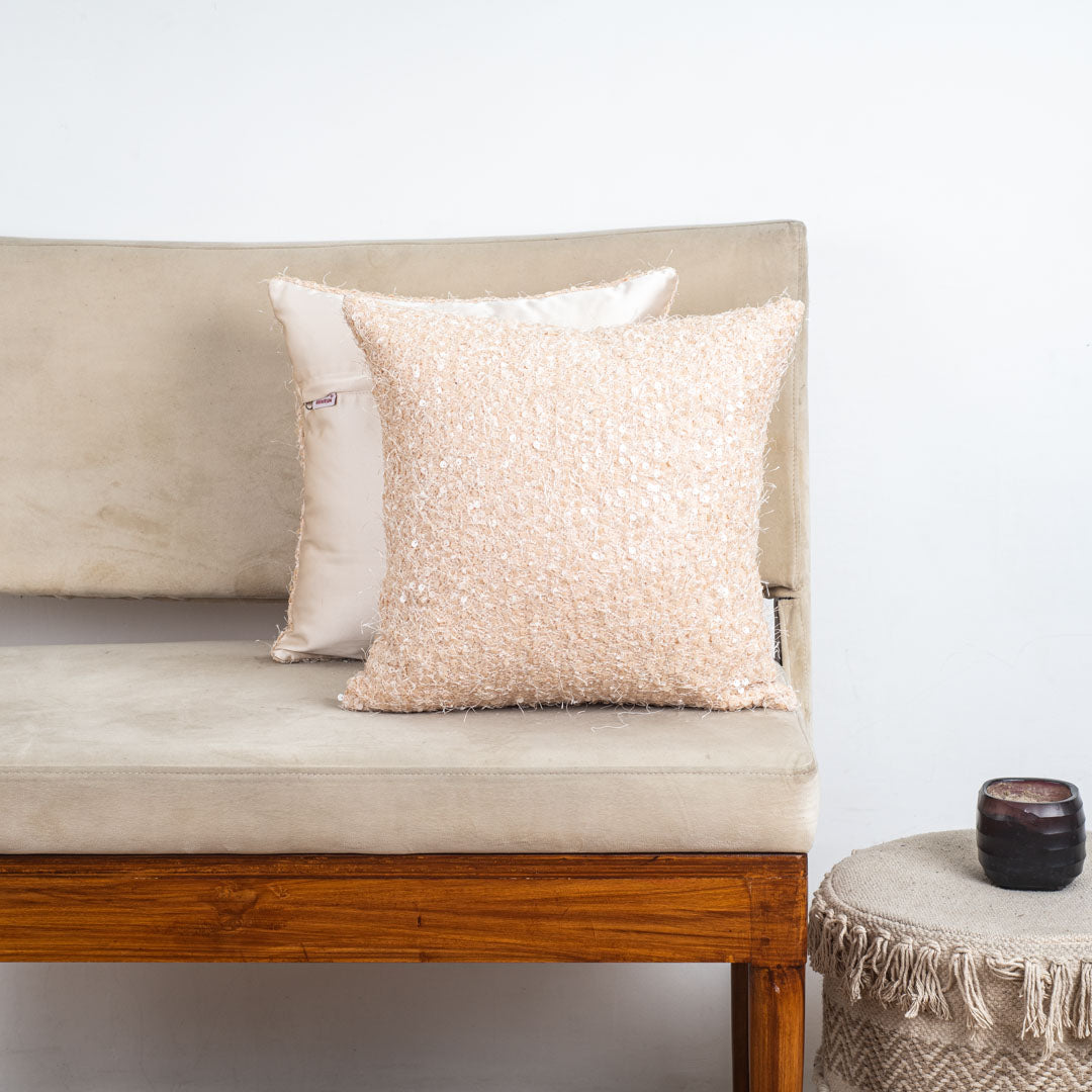 SequinWeave Antique Polyester Cushion Cover – 16x16 Inch Stylish Home Décor