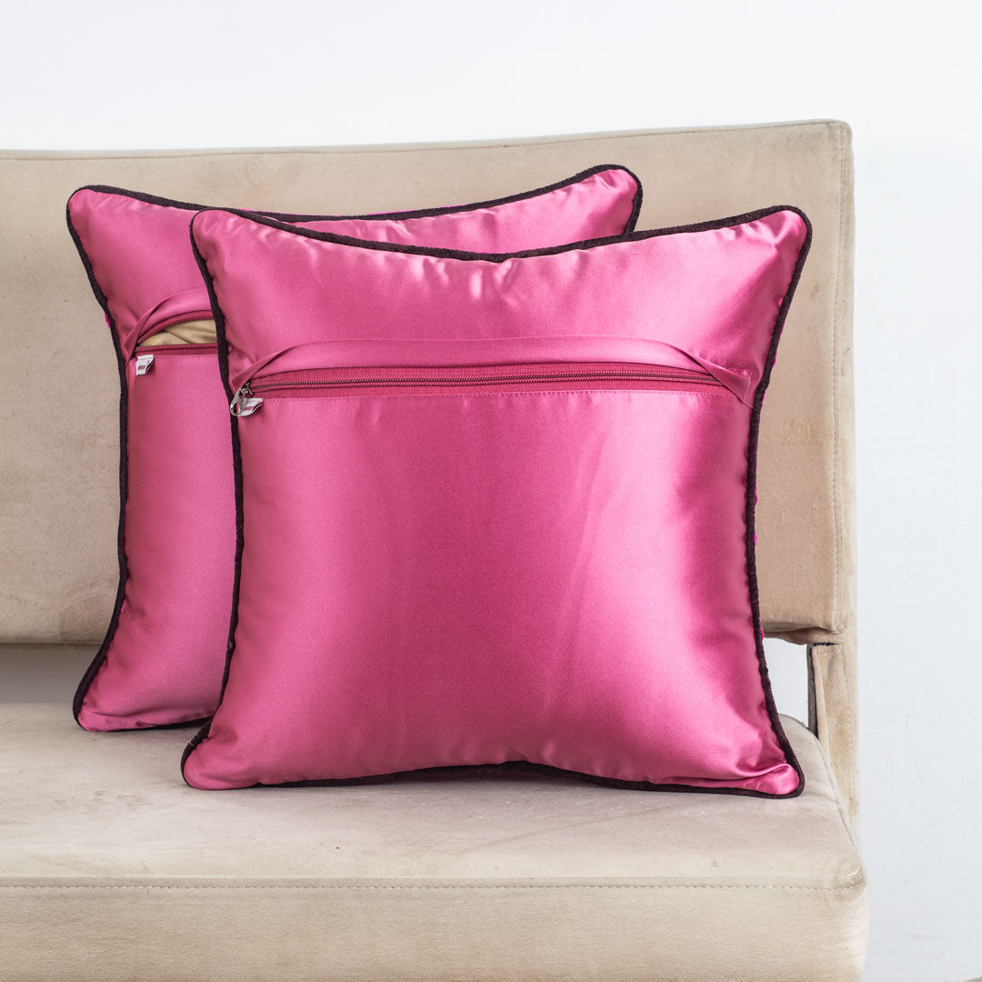 DotGrid Black-Red Velvet Cushion Cover – 16x16 Inch Stylish Home Décor