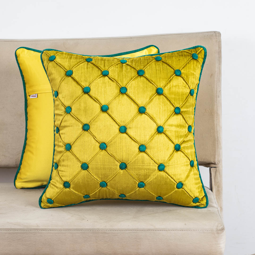 DotGrid Black-Red Velvet Cushion Cover – 16x16 Inch Stylish Home Décor