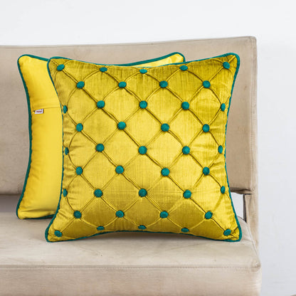 DotGrid Black-Red Velvet Cushion Cover – 16x16 Inch Stylish Home Décor