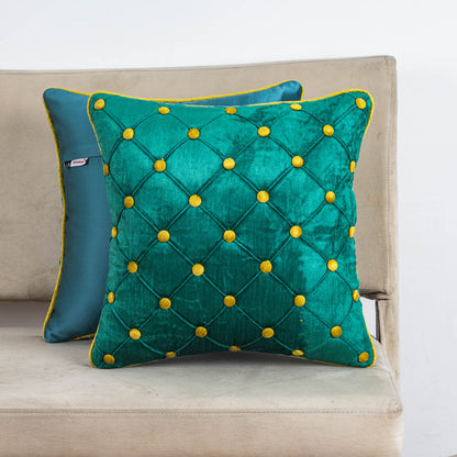 DotGrid Black-Red Velvet Cushion Cover – 16x16 Inch Stylish Home Décor