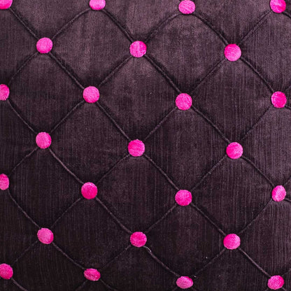 DotGrid Black-Red Velvet Cushion Cover – 16x16 Inch Stylish Home Décor