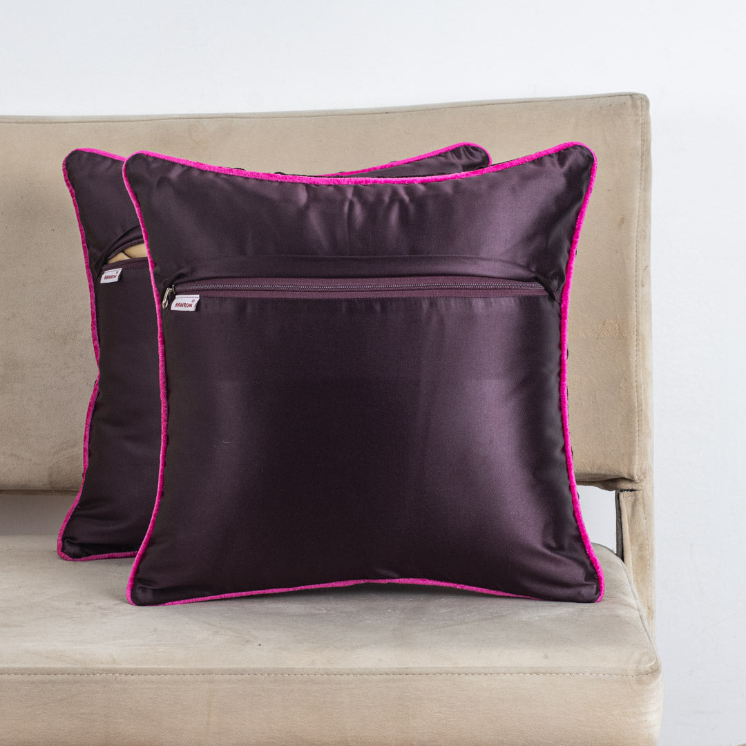 DotGrid Black-Red Velvet Cushion Cover – 16x16 Inch Stylish Home Décor