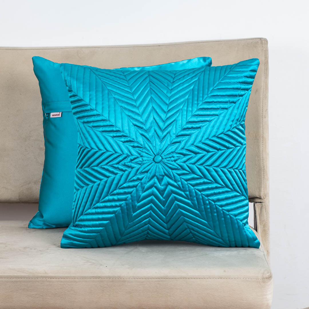 StarQuilt Blue Satin Cushion Cover – 16x16 Inch Stylish Home Décor