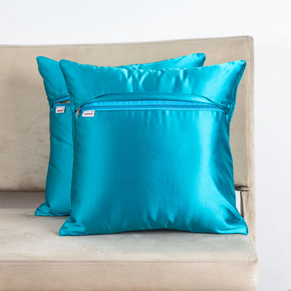 StarQuilt Blue Satin Cushion Cover – 16x16 Inch Stylish Home Décor