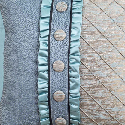 ButtonPanel Teal Blue Cotton Cushion Cover – 16x16 Inch Stylish Home Décor