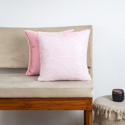 ShellText Baby Pink Velvet Fur Cushion Cover – 16x16 Inch Stylish Home Déco