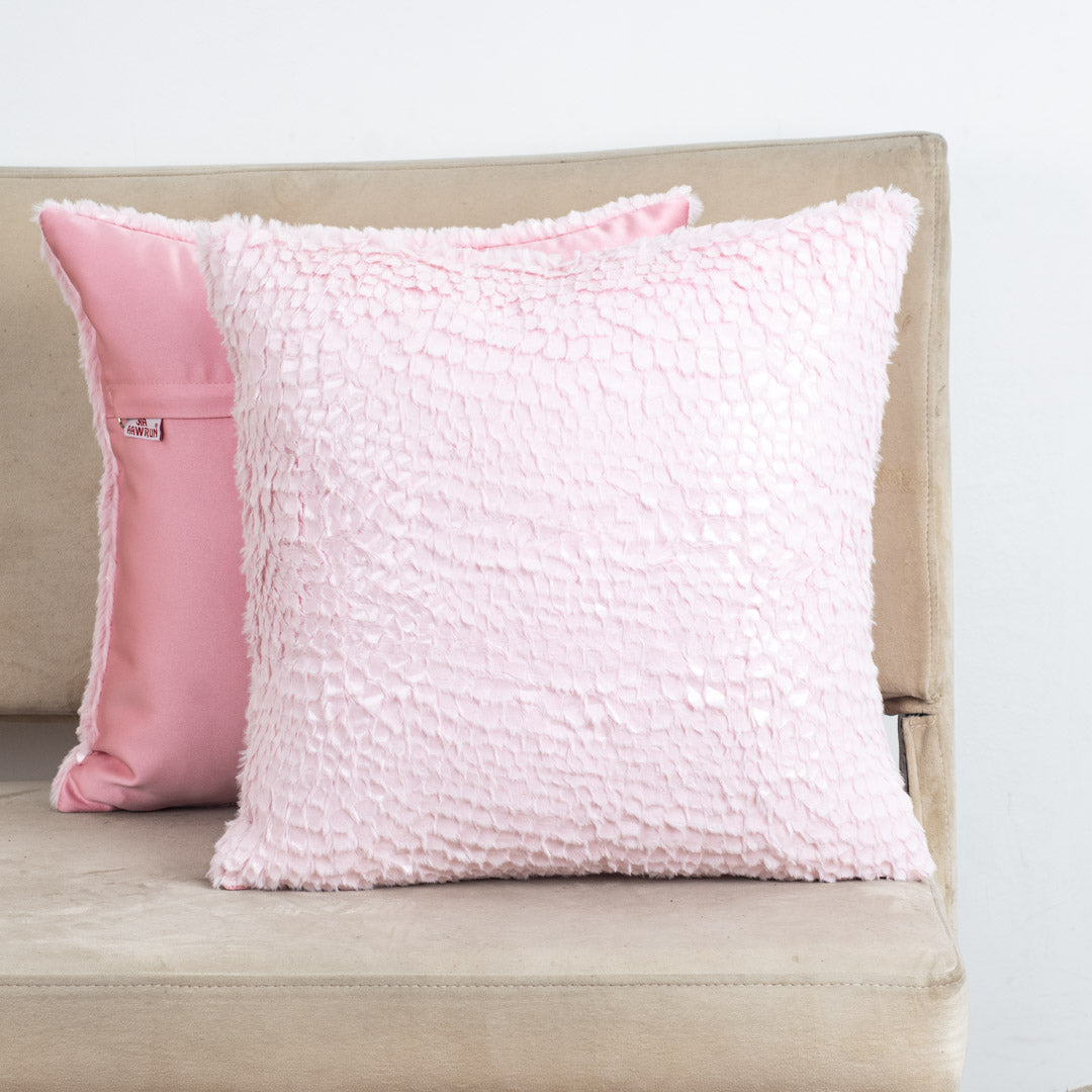 ShellText Baby Pink Velvet Fur Cushion Cover – 16x16 Inch Stylish Home Déco