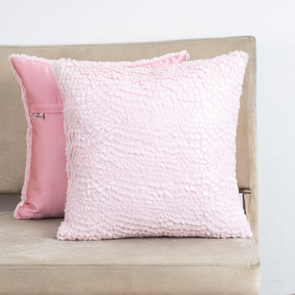 ShellText Baby Pink Velvet Fur Cushion Cover – 16x16 Inch Stylish Home Déco