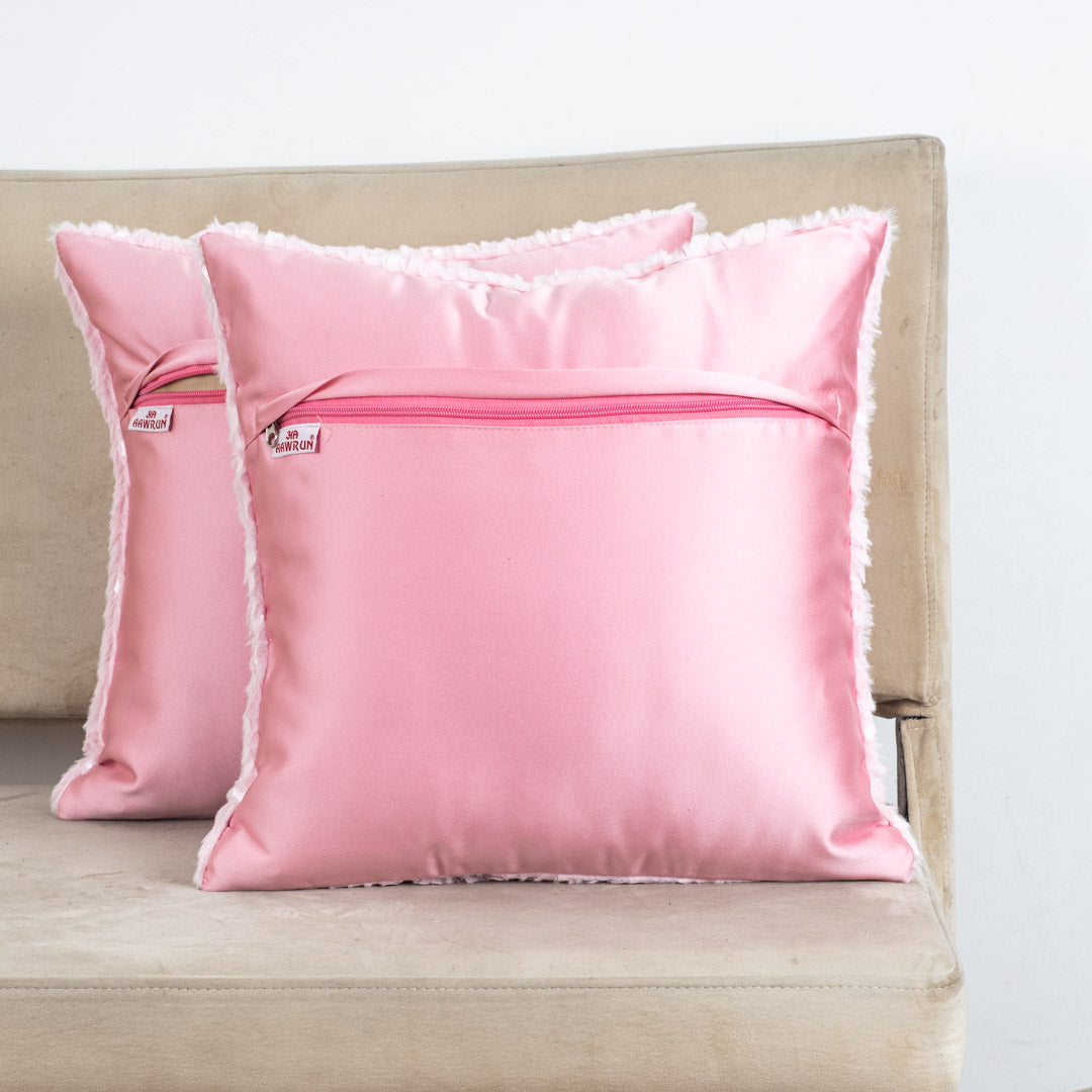 ShellText Baby Pink Velvet Fur Cushion Cover – 16x16 Inch Stylish Home Déco