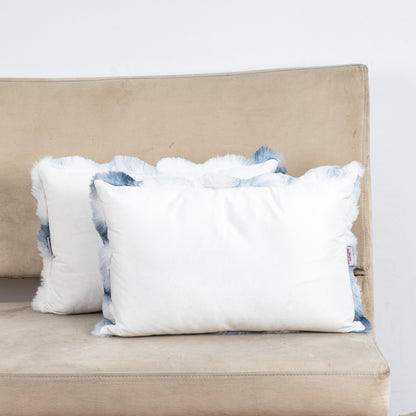 Velvet &amp; Fur Tie-Dye Pom-Pom Cushion – 12×18"