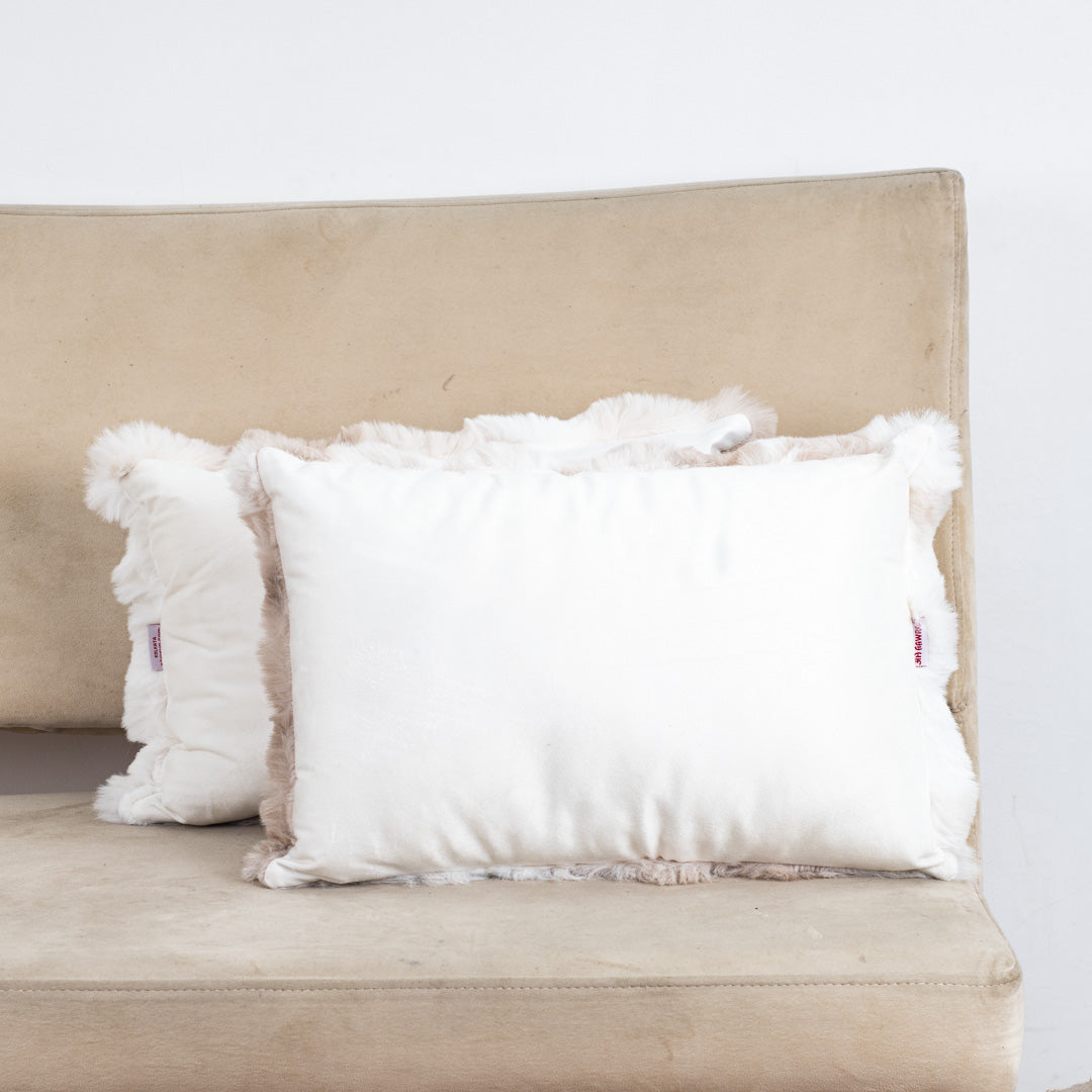 Velvet &amp; Fur Tie-Dye Pom-Pom Cushion – 12×18"