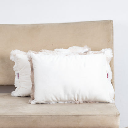 Velvet &amp; Fur Tie-Dye Pom-Pom Cushion – 12×18"