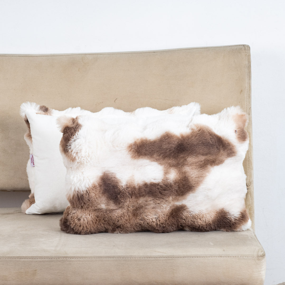 Velvet &amp; Fur Tie-Dye Pom-Pom Cushion – 12×18"