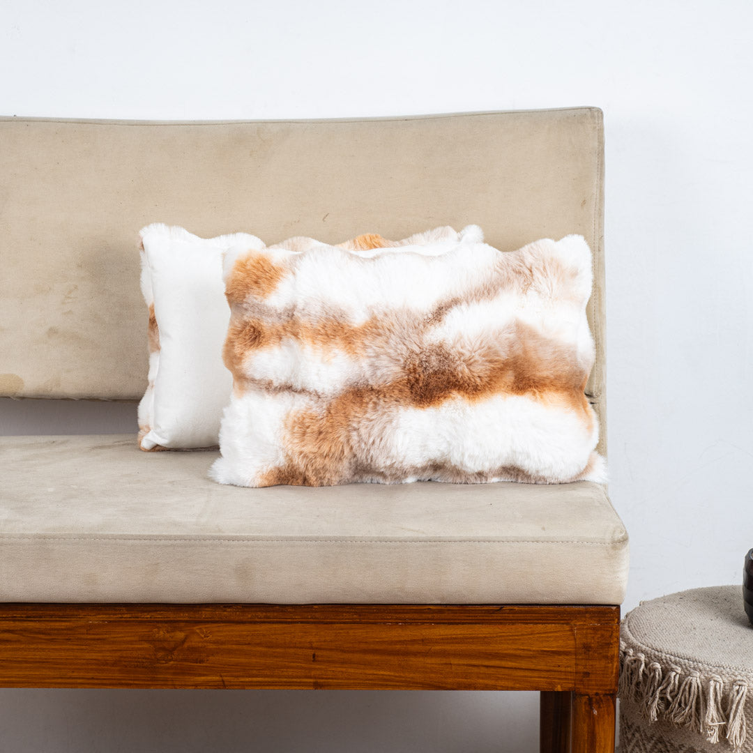 Velvet &amp; Fur Tie-Dye Pom-Pom Cushion – 12×18"