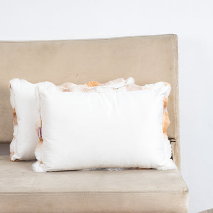 Velvet &amp; Fur Tie-Dye Pom-Pom Cushion – 12×18"