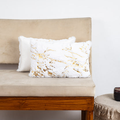 Velvet &amp; Fur Foil Print Cushion – 12X18&