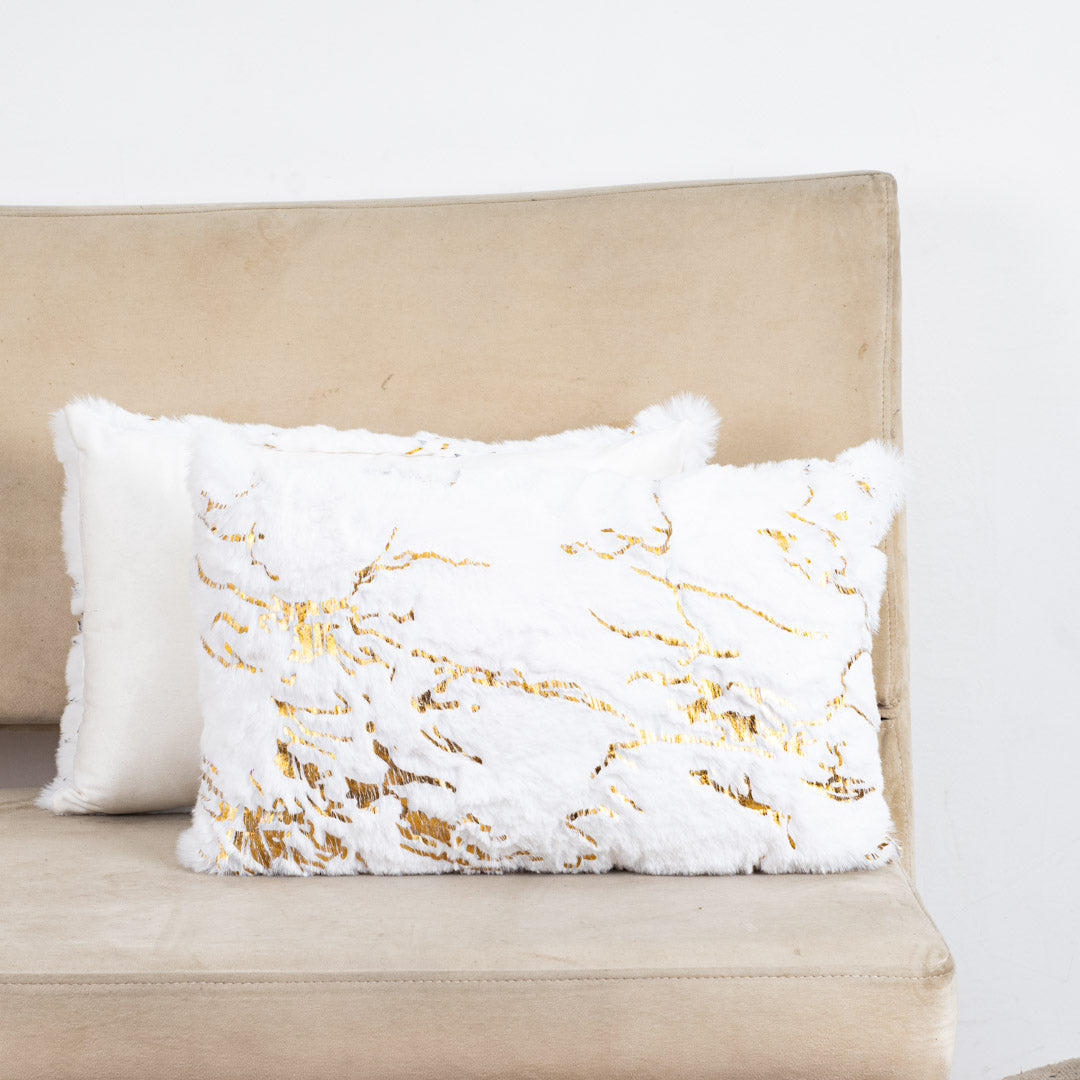 Velvet &amp; Fur Foil Print Cushion – 12X18&