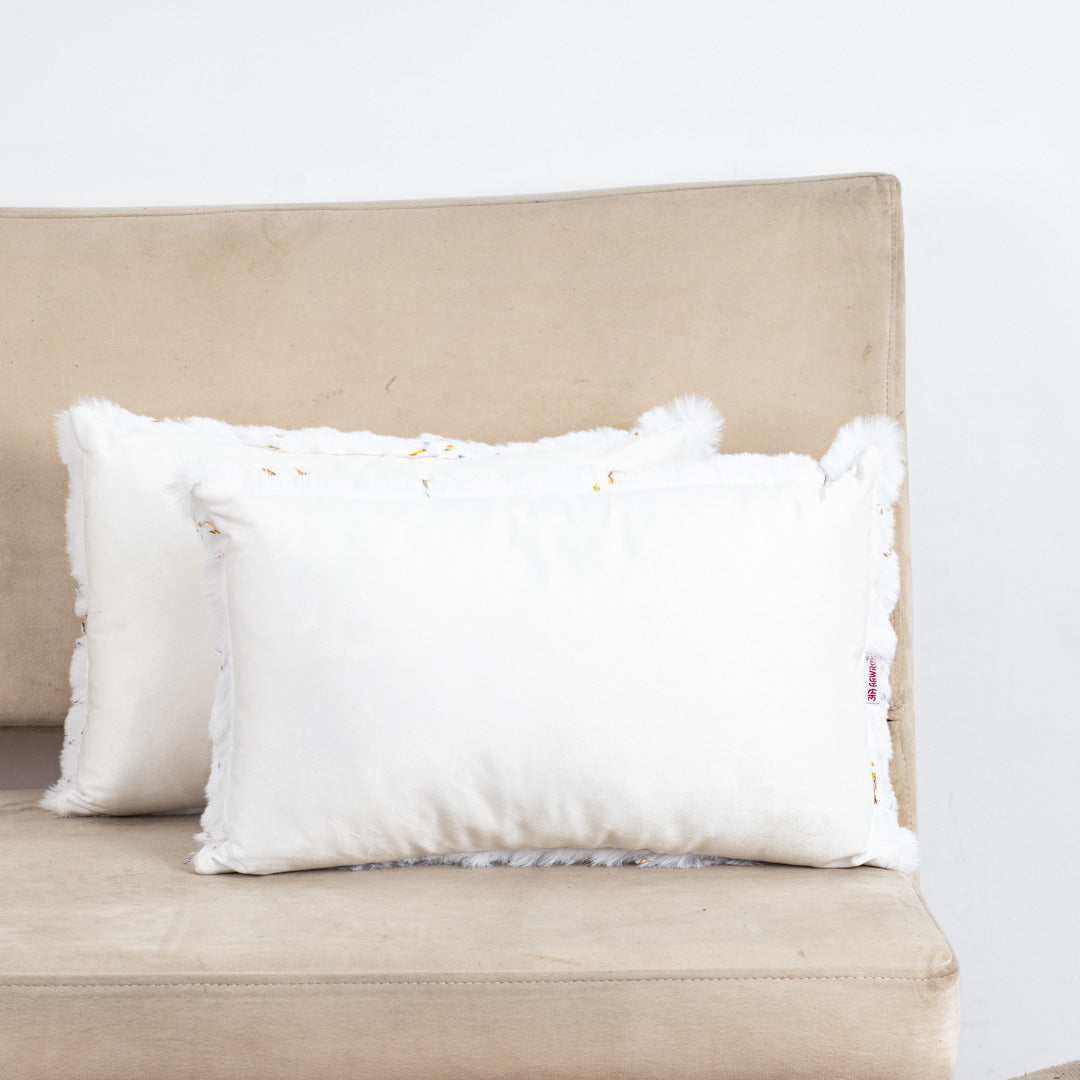 Velvet &amp; Fur Foil Print Cushion – 12X18&