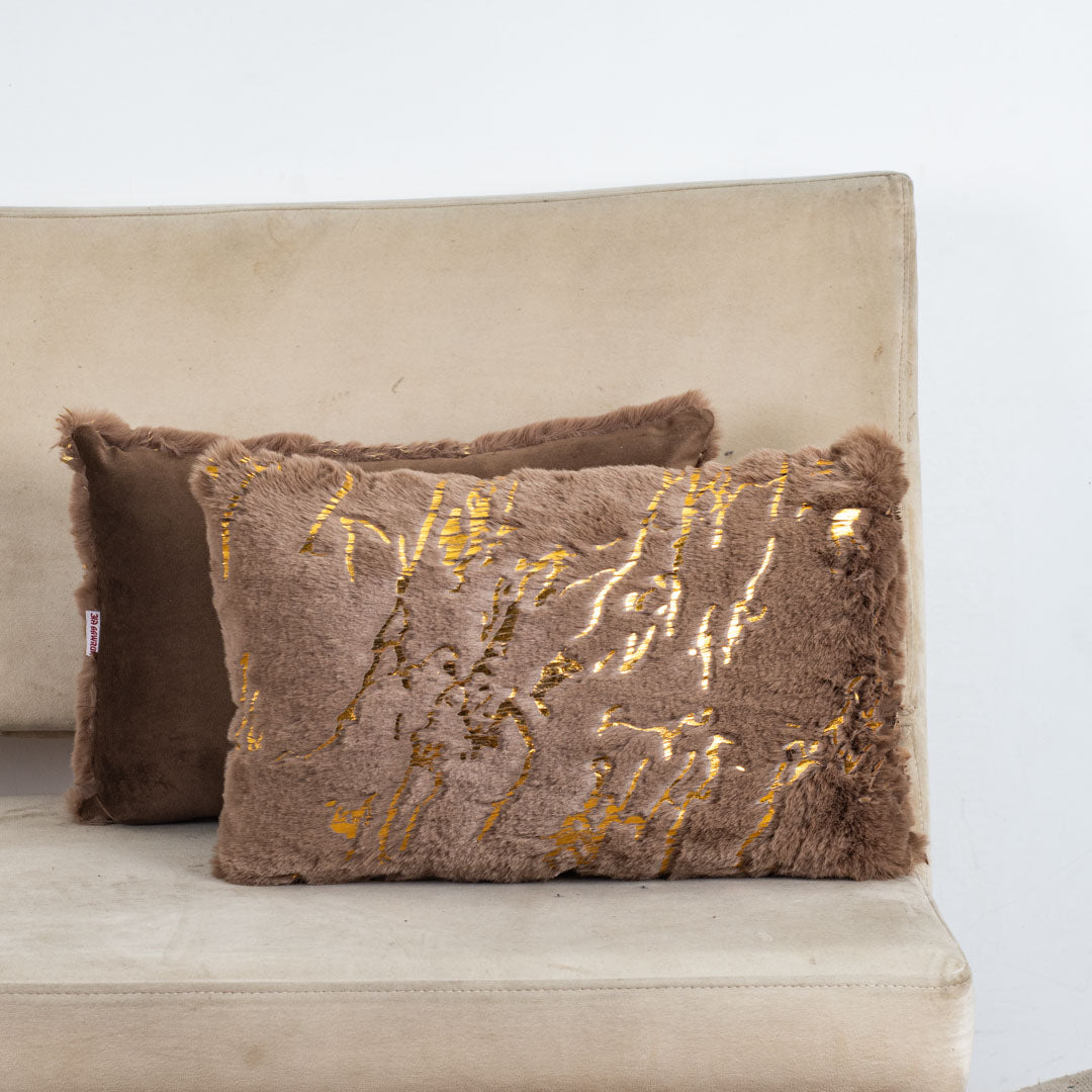 Velvet &amp; Fur Foil Print Cushion – 12X18&