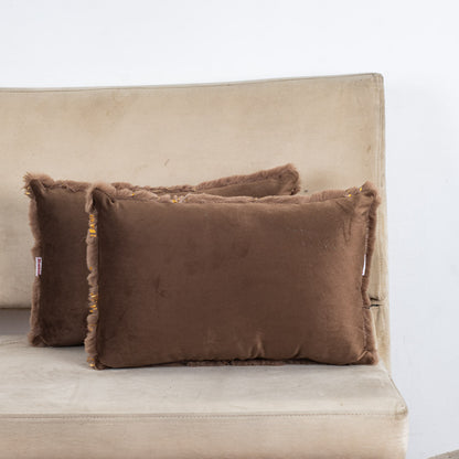 Velvet &amp; Fur Foil Print Cushion – 12X18&