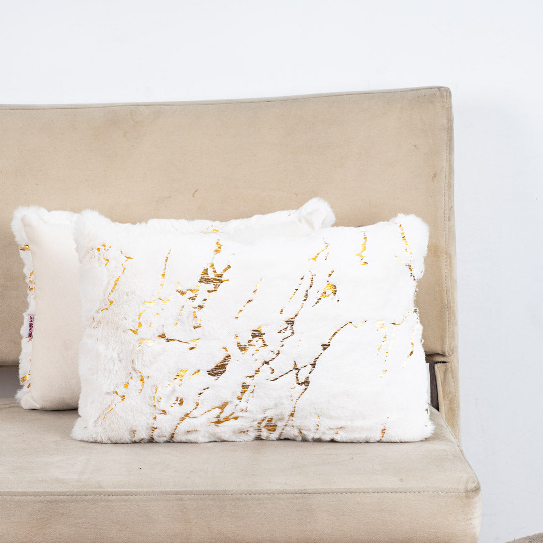Velvet &amp; Fur Foil Print Cushion – 12X18&