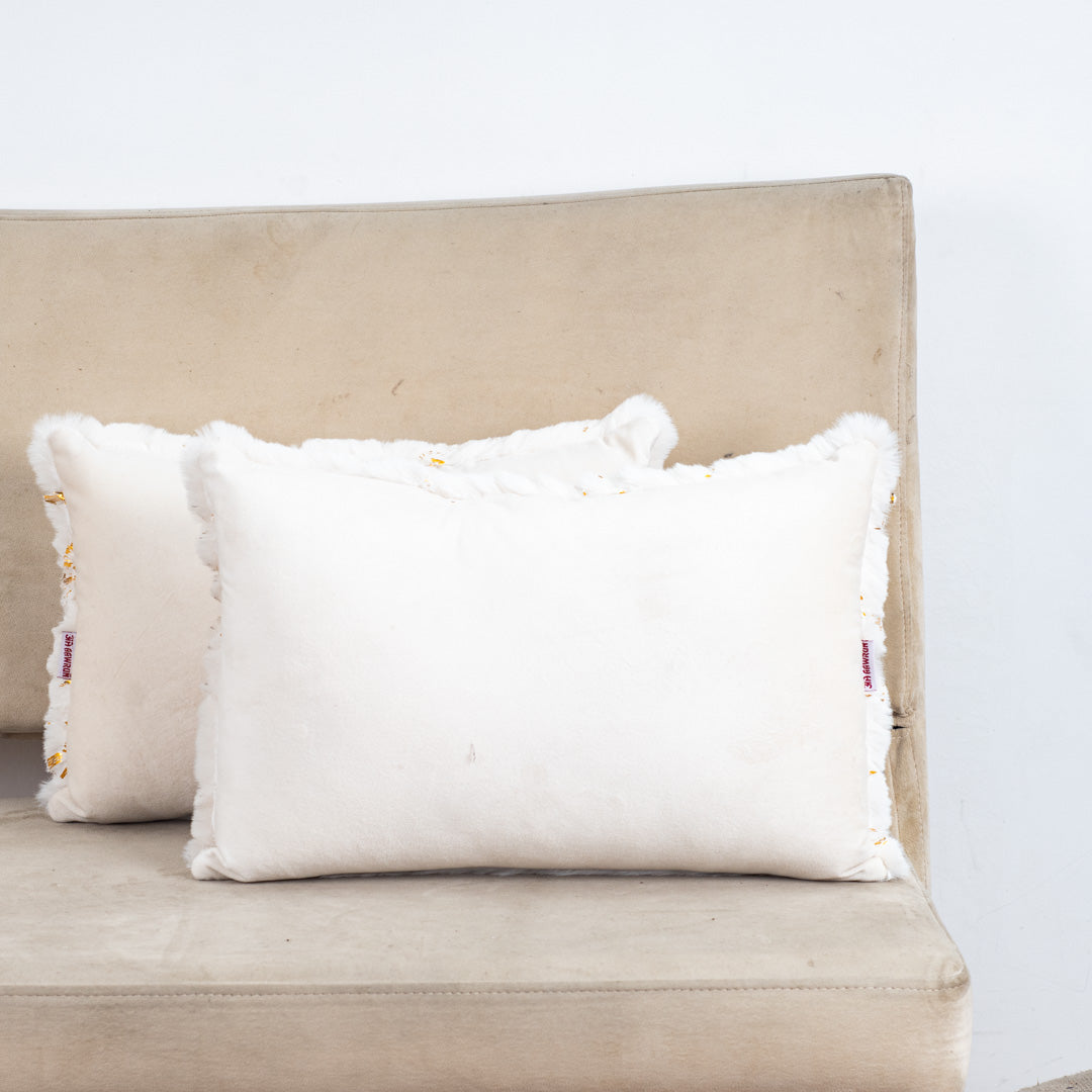 Velvet &amp; Fur Foil Print Cushion – 12X18&