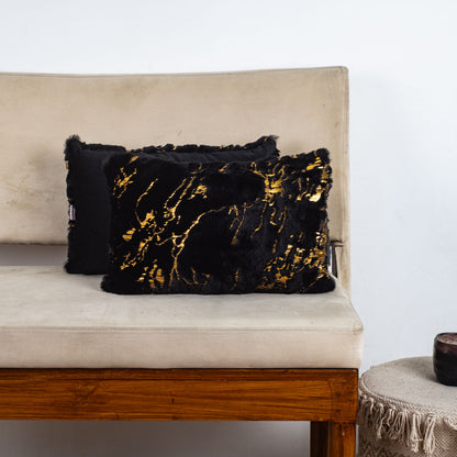 Velvet &amp; Fur Foil Print Cushion – 12X18&