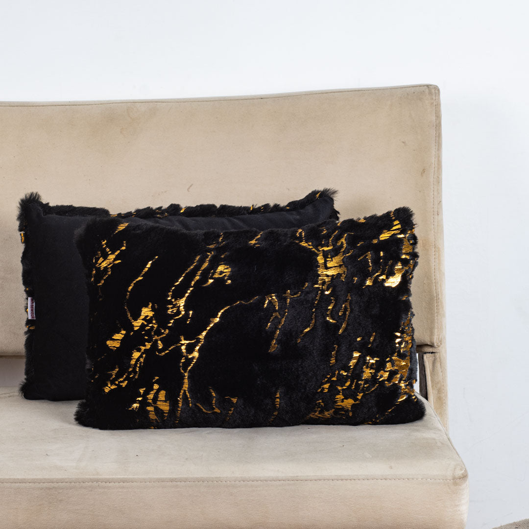 Velvet &amp; Fur Foil Print Cushion – 12X18&